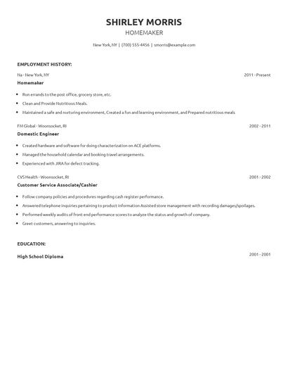 Homemaker Resume