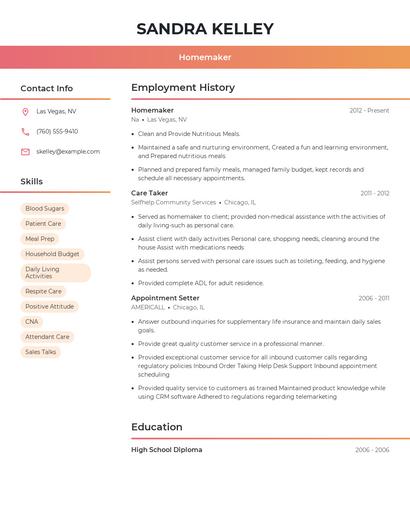 Homemaker Resume