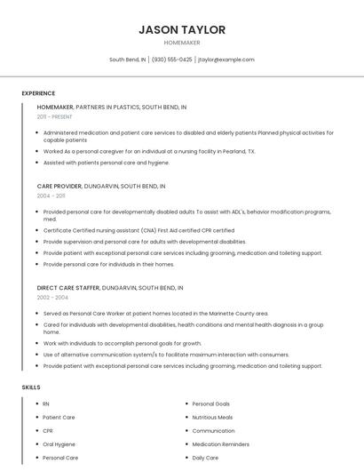 Homemaker Resume