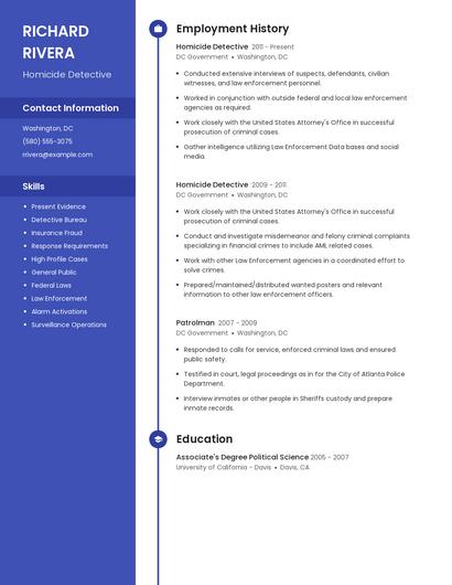 Homicide Detective Resume
