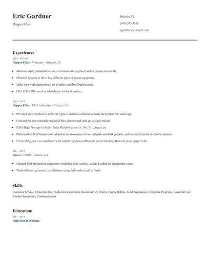 Hopper Filler Resume