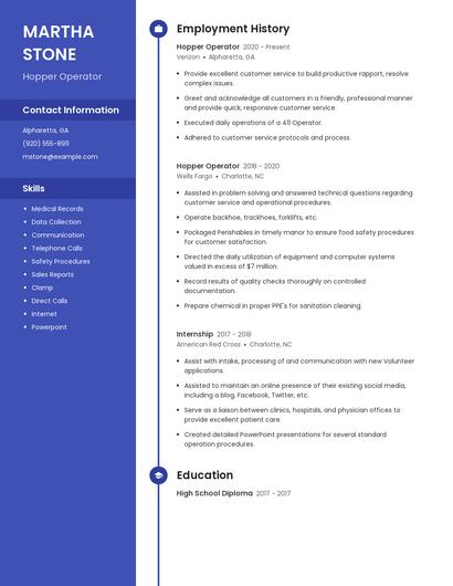 Hopper Operator Resume