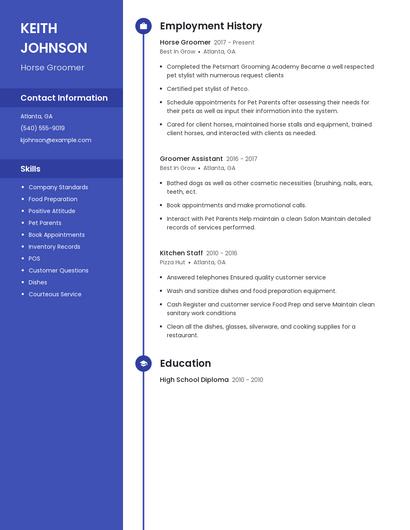 Horse Groomer Resume