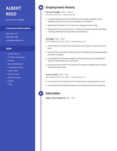 Horse Wrangler Resume