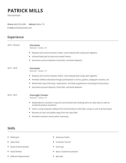 Horseman Resume
