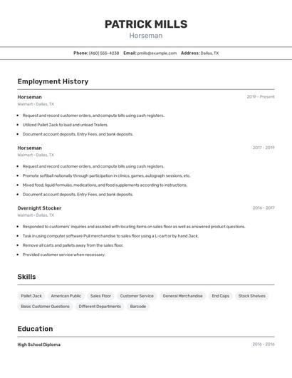 Horseman Resume