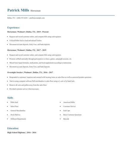 Horseman Resume