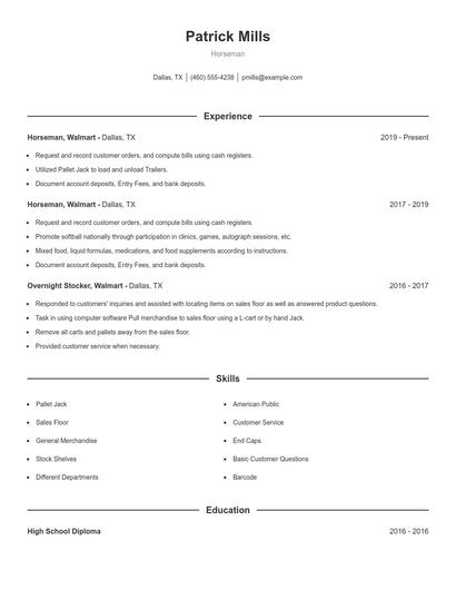 Horseman Resume