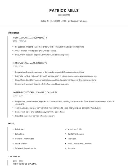 Horseman Resume