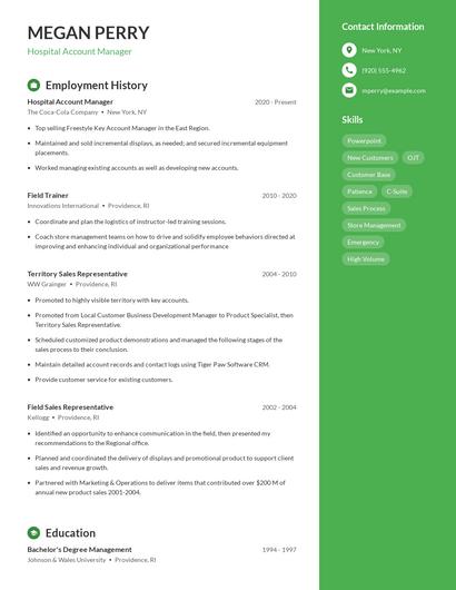 Hospital Account Manager Resume
