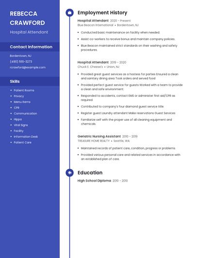 Hospital Attendant Resume