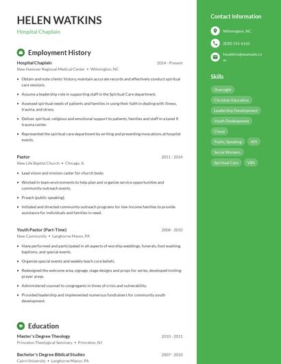 Hospital Chaplain Resume
