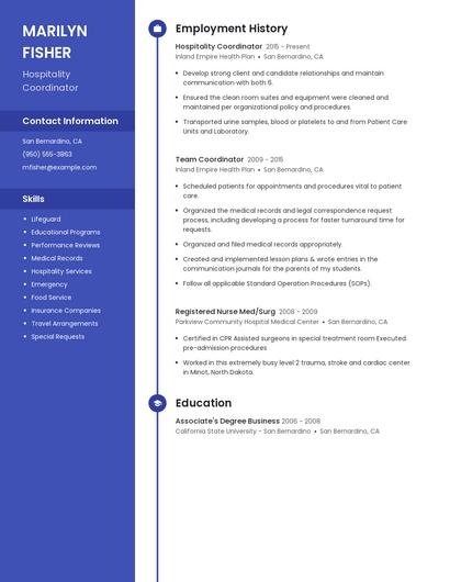 Hospitality Coordinator Resume