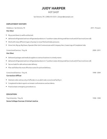 Hot Shot Resume