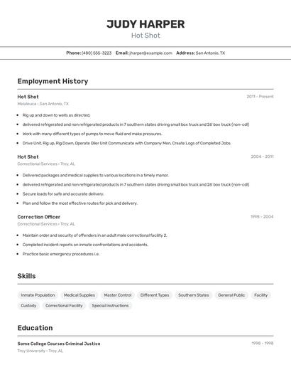 Hot Shot Resume