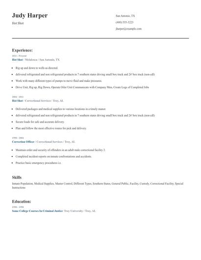 Hot Shot Resume