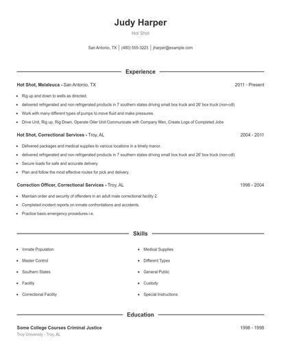 Hot Shot Resume