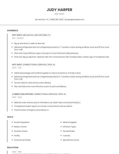 Hot Shot Resume