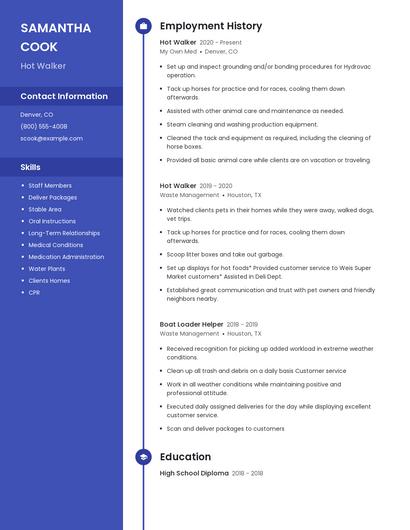 Hot Walker Resume