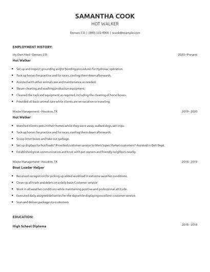Hot Walker Resume