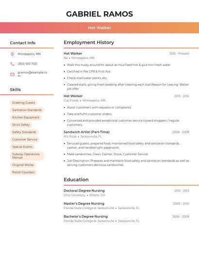 Hot Walker Resume