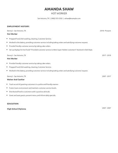 Hot Worker Resume