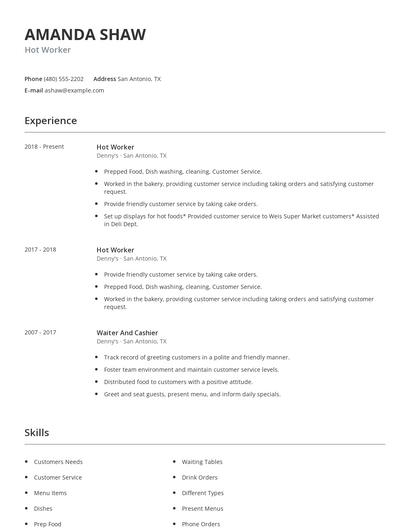 Hot Worker Resume