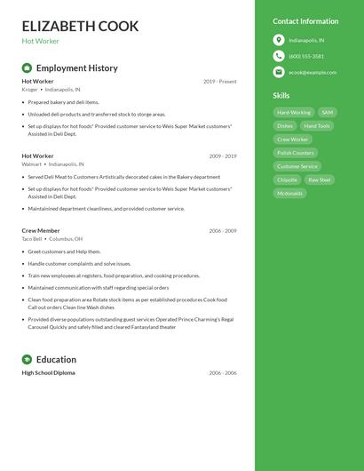 Hot Worker Resume