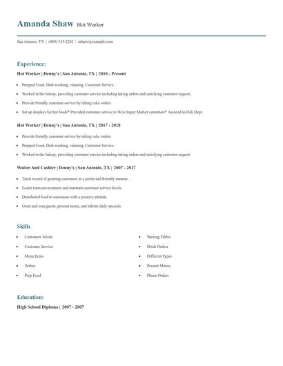 Hot Worker Resume