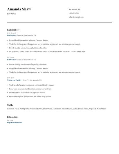 Hot Worker Resume