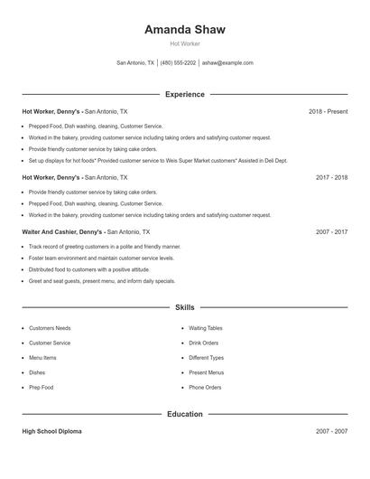 Hot Worker Resume