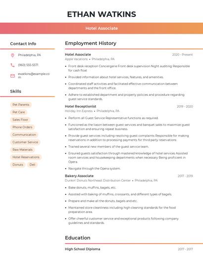 Hotel Associate Resume