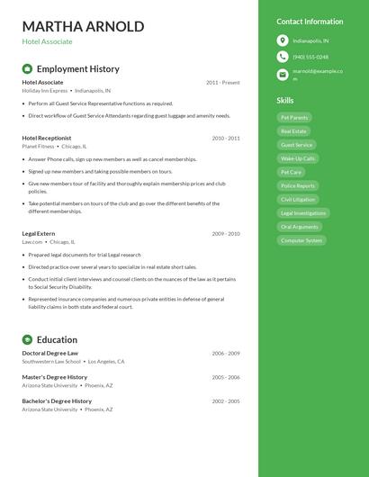 Hotel Associate Resume