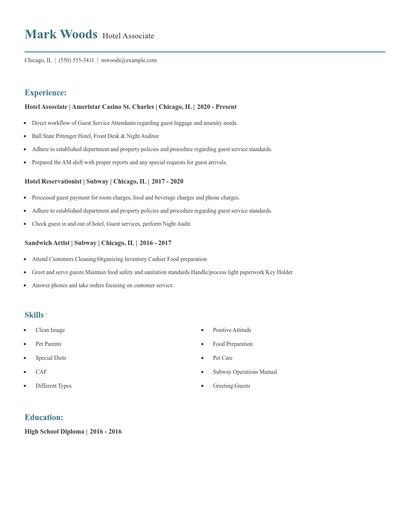 Hotel Associate Resume