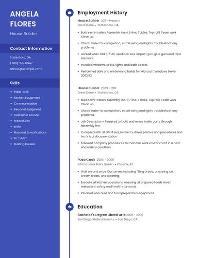 House Builder Resume
