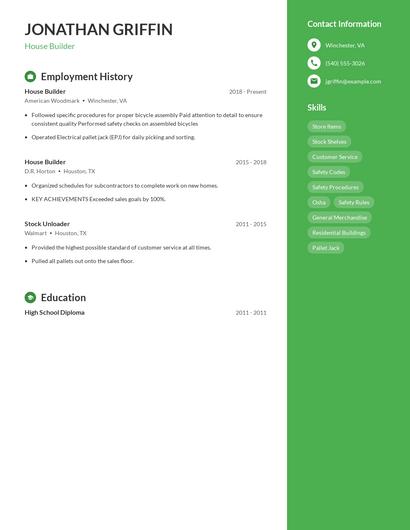 House Builder Resume