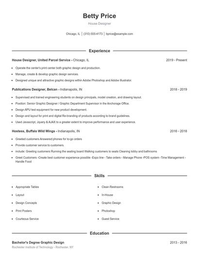 House Designer Resume