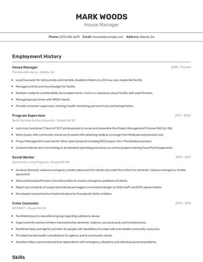 Resume example 2
