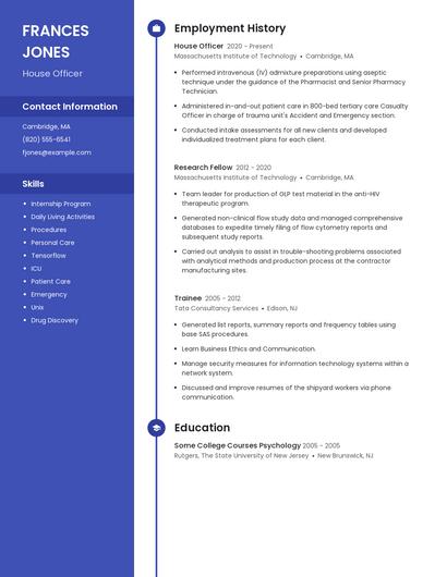 House Officer Resume