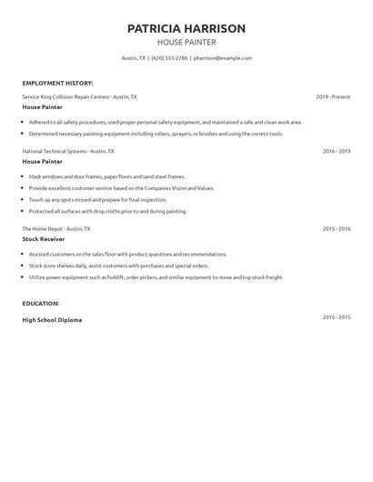 House Painter Resume