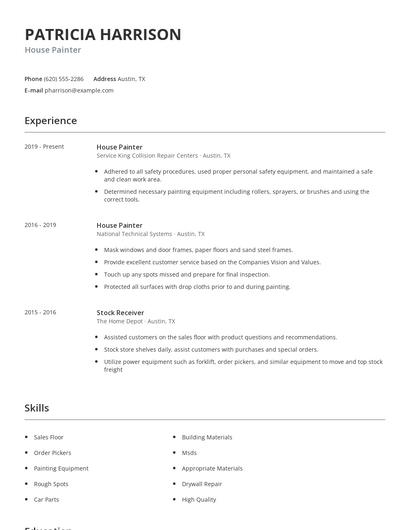 House Painter Resume