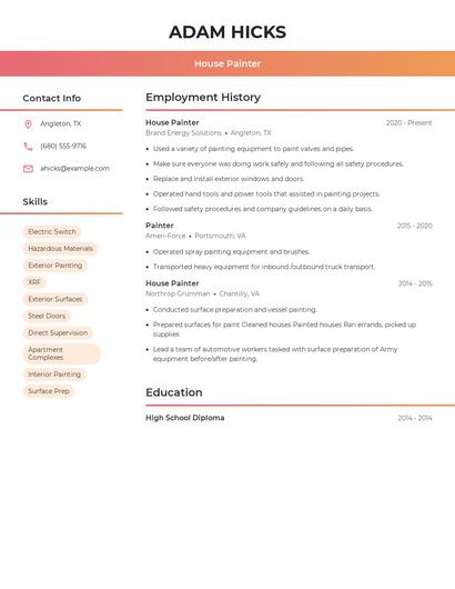 House Painter Resume