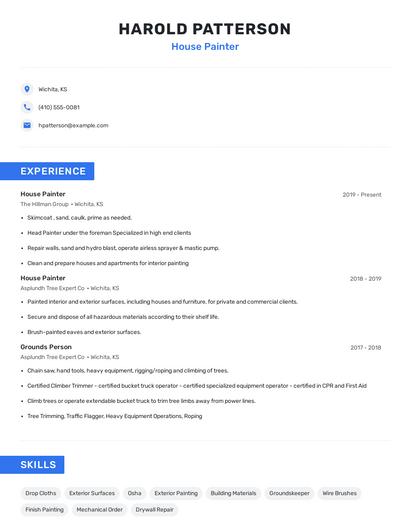 House Painter Resume