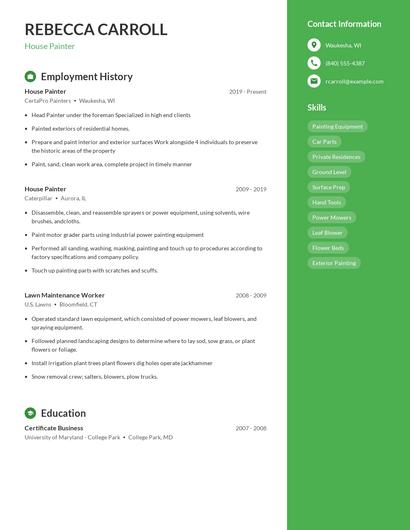 House Painter Resume