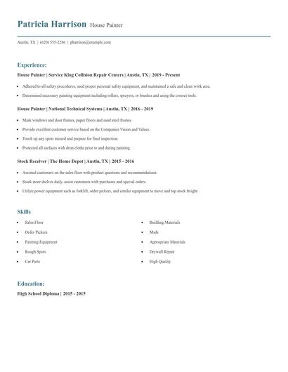 House Painter Resume