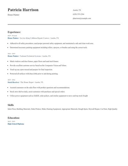 House Painter Resume