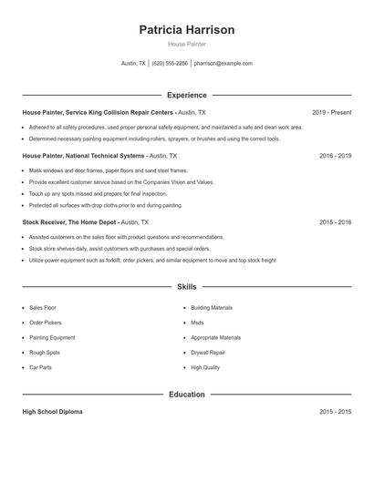 House Painter Resume