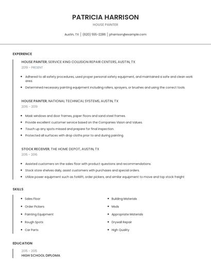 House Painter Resume