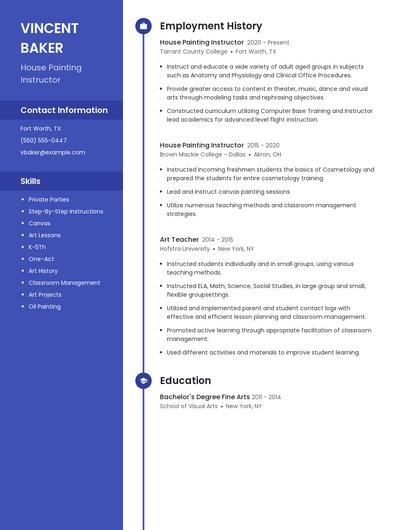 House Painting Instructor Resume