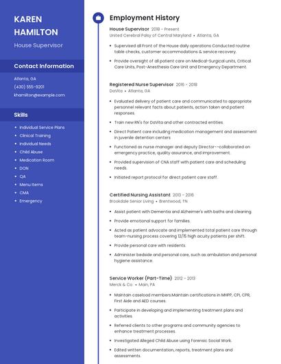 House Supervisor Resume